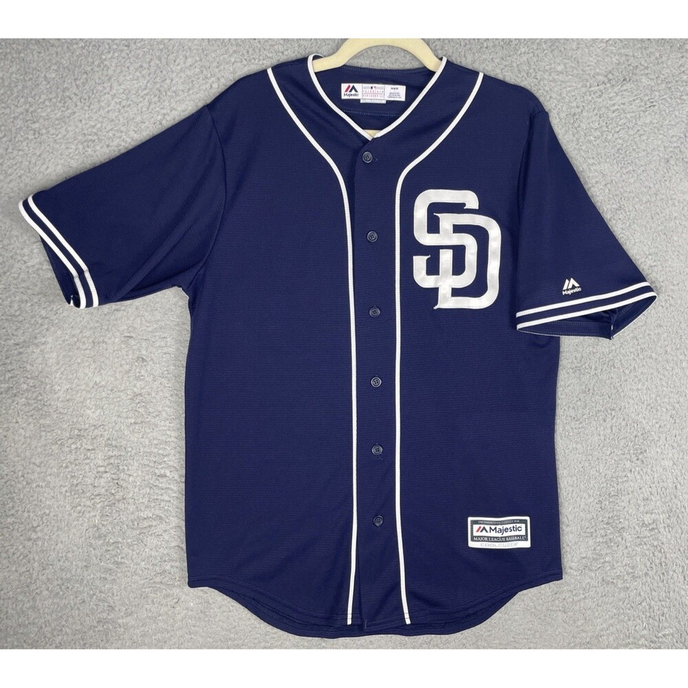 Majestic Jersey San Diego Padres Mens Medium  42 Blue Cool Base Stitched USA EUC